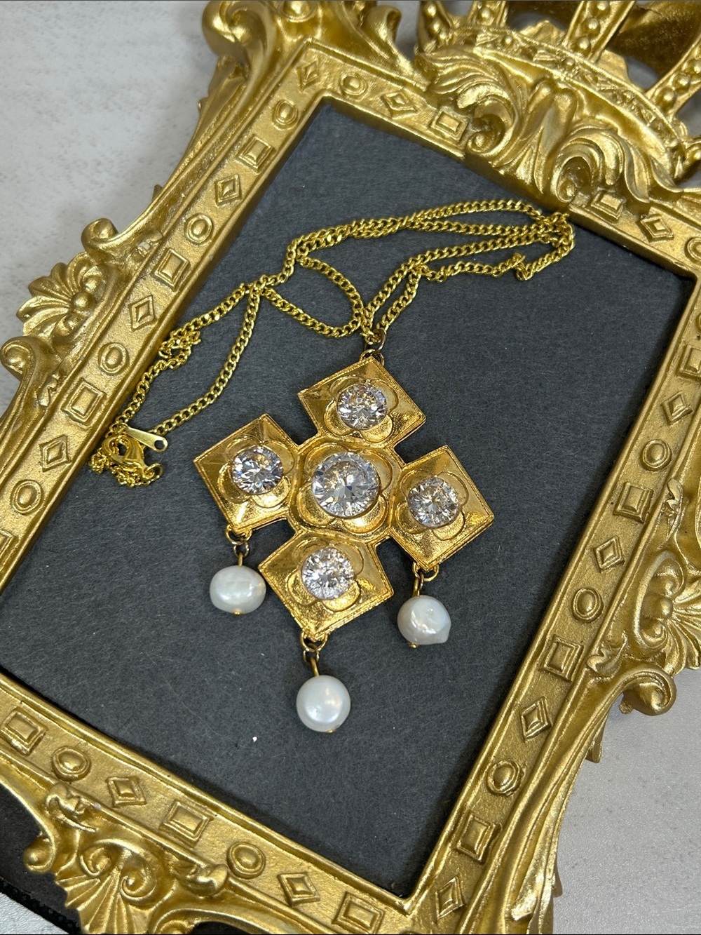 Gold-Tone Crystal & Freshwater Pearl Pendant Necklace - Women Jewelry